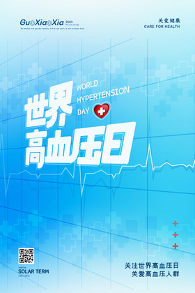 医务工作创意心电图世界高血压日海报