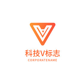 科技字母v标志logo