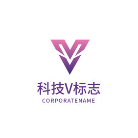 科技字母v商标logo