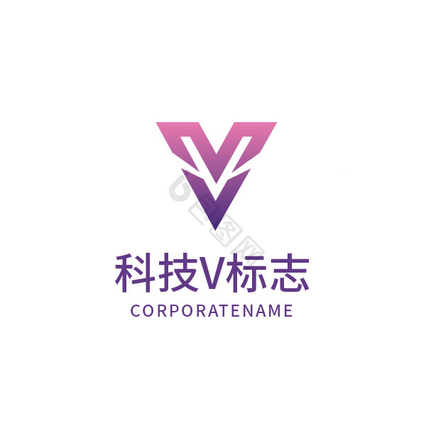 科技字母v商标logo图片