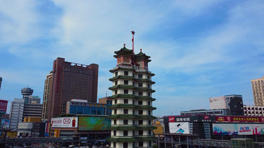 航拍郑州二七广场二七纪念塔城市地标
