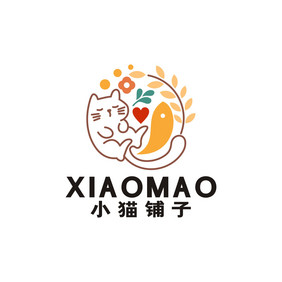 宠物店宠物用品杂货铺小猫LOGO标志VI