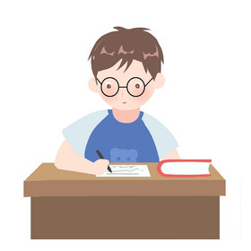 学习写作男学生