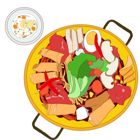 火锅俯视构图火锅锅底