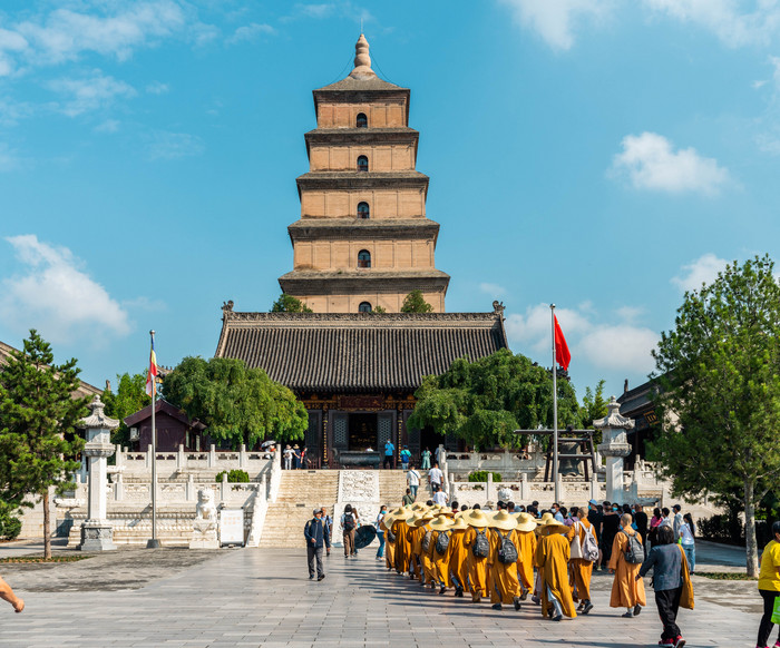 旅游景点大雁塔寺庙摄影图图片