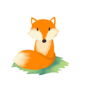 水彩秋天动物狐狸