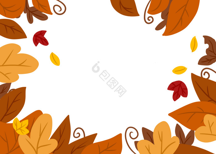 秋天植物树叶底纹边框图片