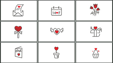 24个爱心心形图标元素动画素材AE模板