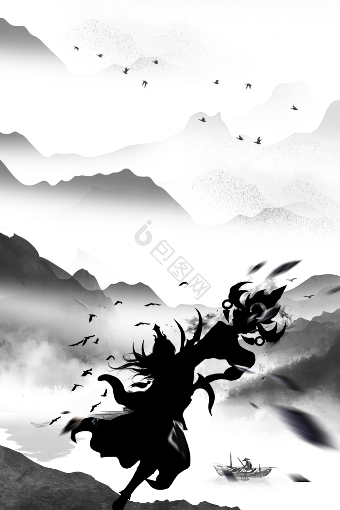 水墨武侠模板-包图网