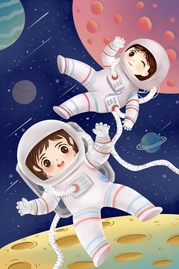 宇宙宇航员星球世界航天日插画图片