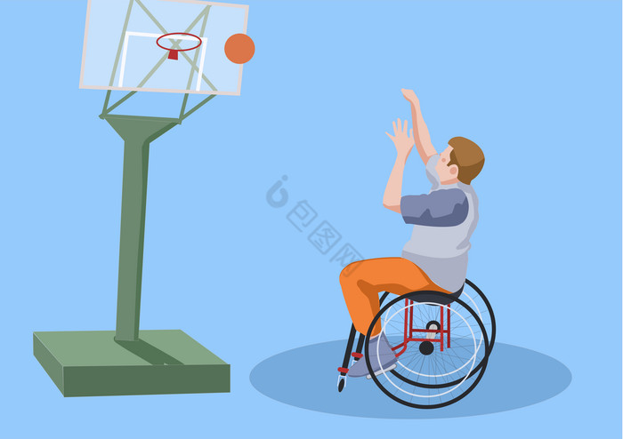 全国助残日残疾人运动打篮球公益图片