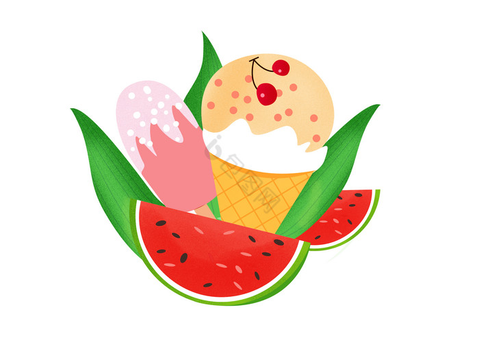 夏天夏至雪糕冰淇淋西瓜图片