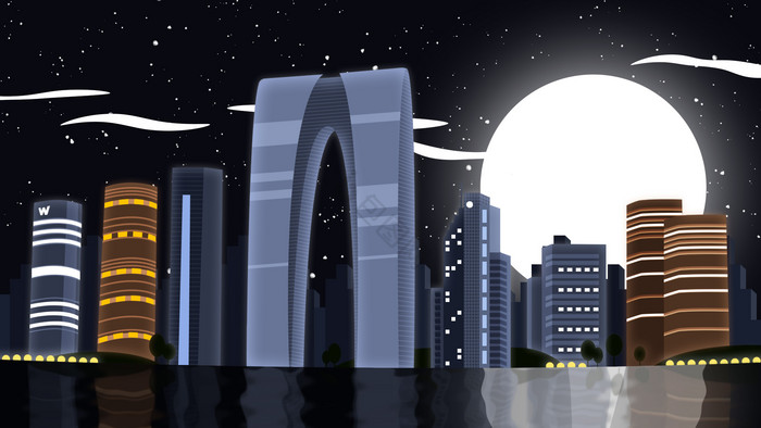 苏州东方之门城市建筑插画图片