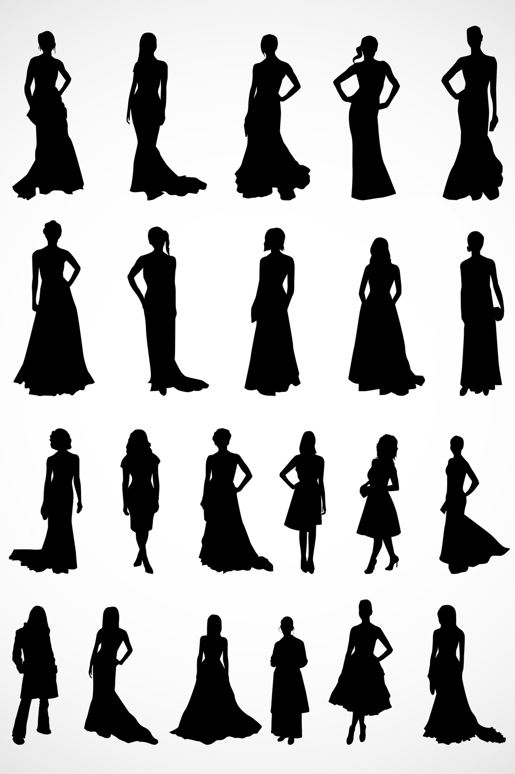 晚礼服女士剪影矢量图形模板免费下载_1920像素ai图片设计素材_【包