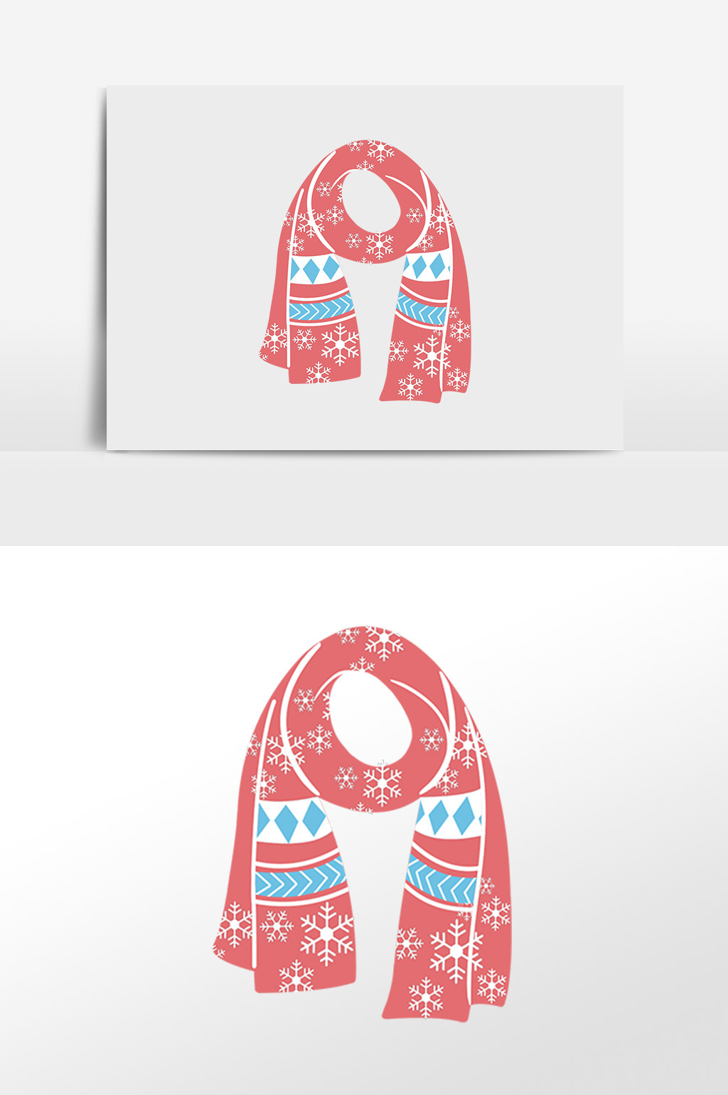 手绘冬季保暖围巾插画元素