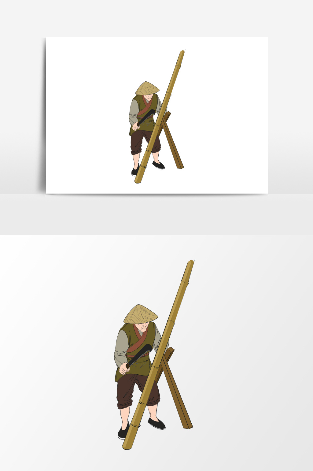 砍竹子人物形象