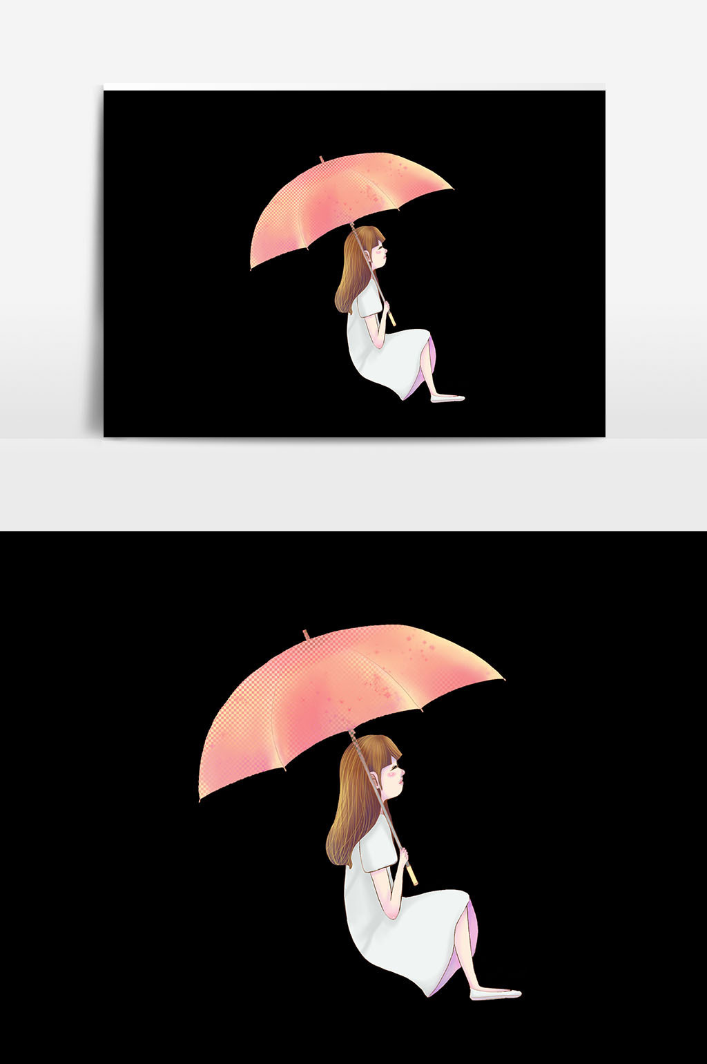 打伞女孩元素设计