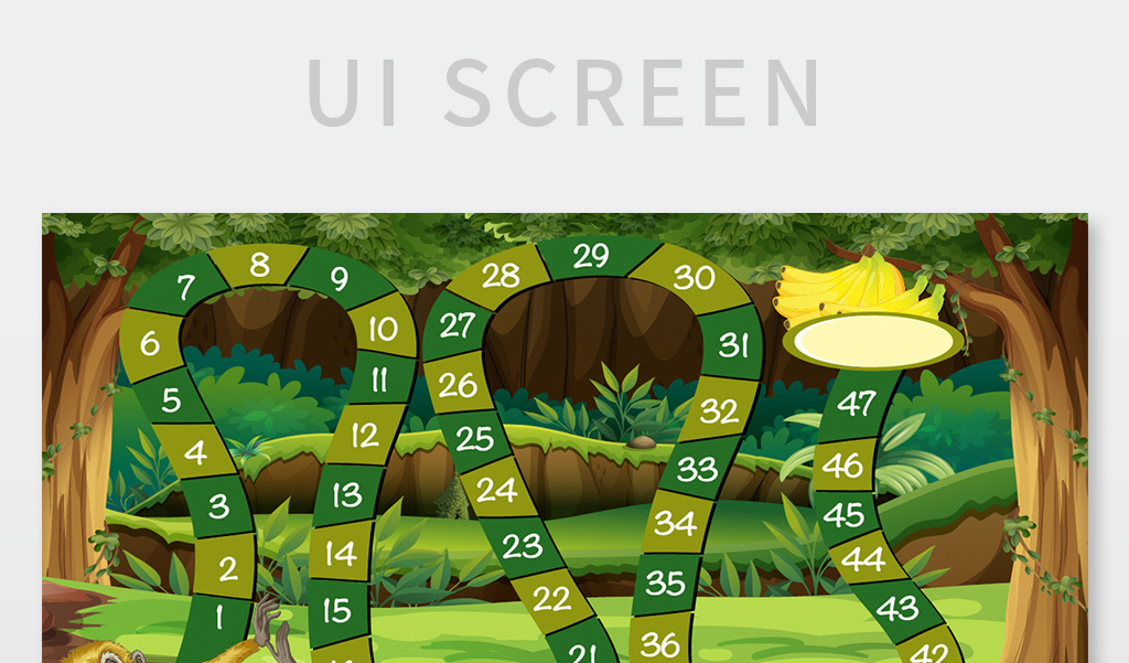 【psd】 森林卡通插画型手机闯关休闲小游戏界面 所属分类: ui设计