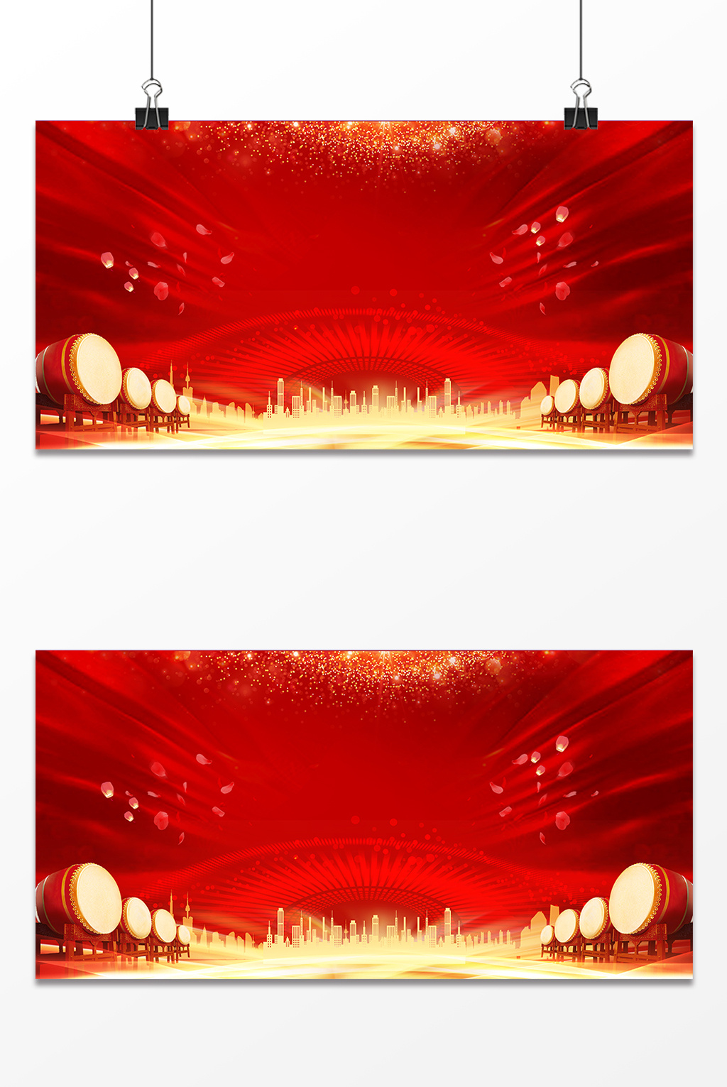 红色喜庆简约时尚企业年会背景