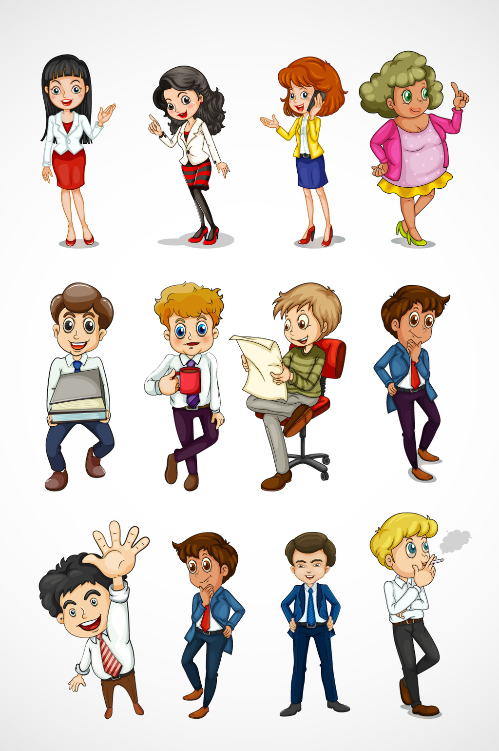 商务卡通形象矢量素材