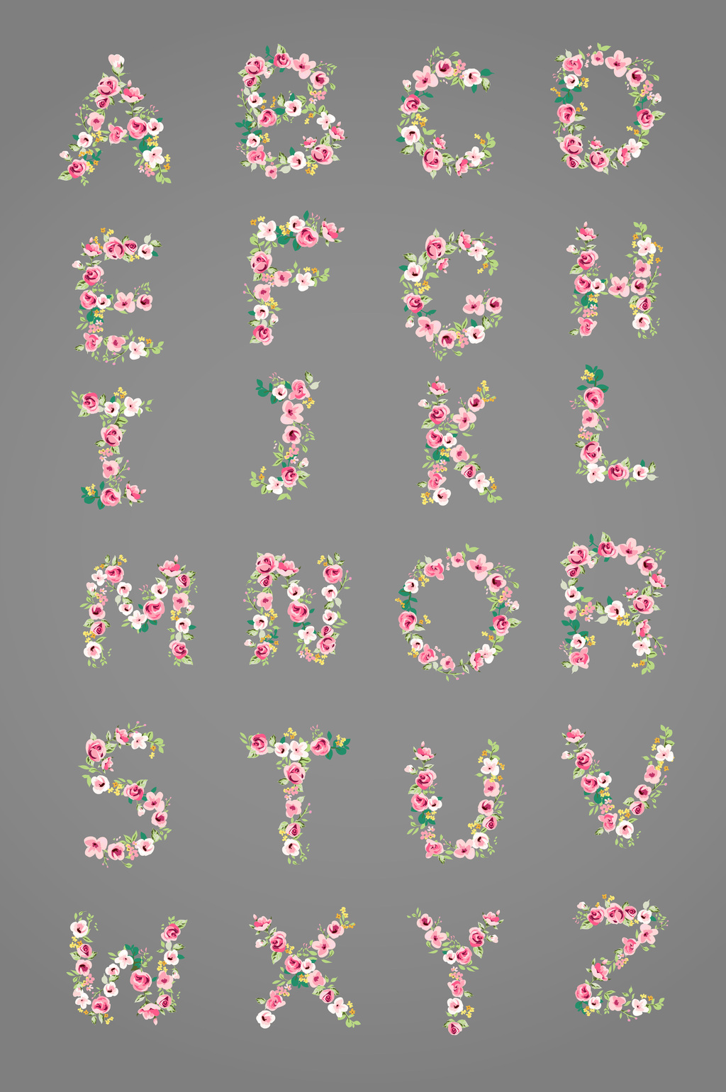 创意花卉字母矢量素材模板免费下载 _广告设计图片设计素材_【包图网