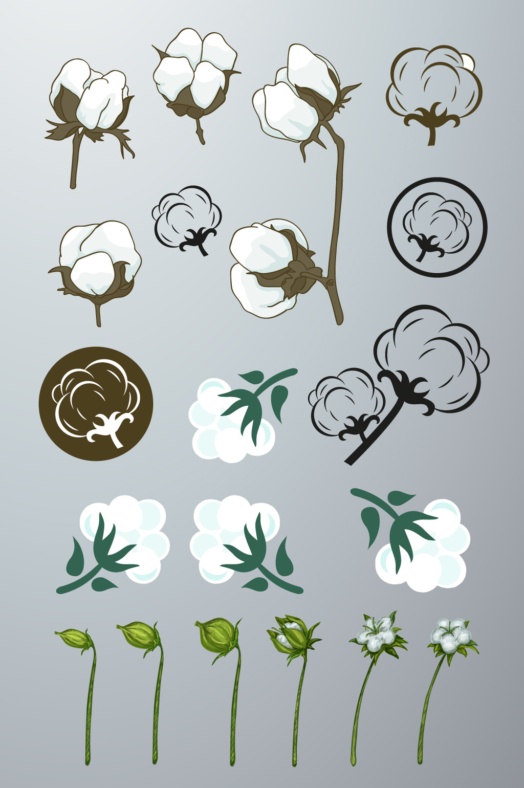 棉花的花朵矢量素材下载_【包图网】