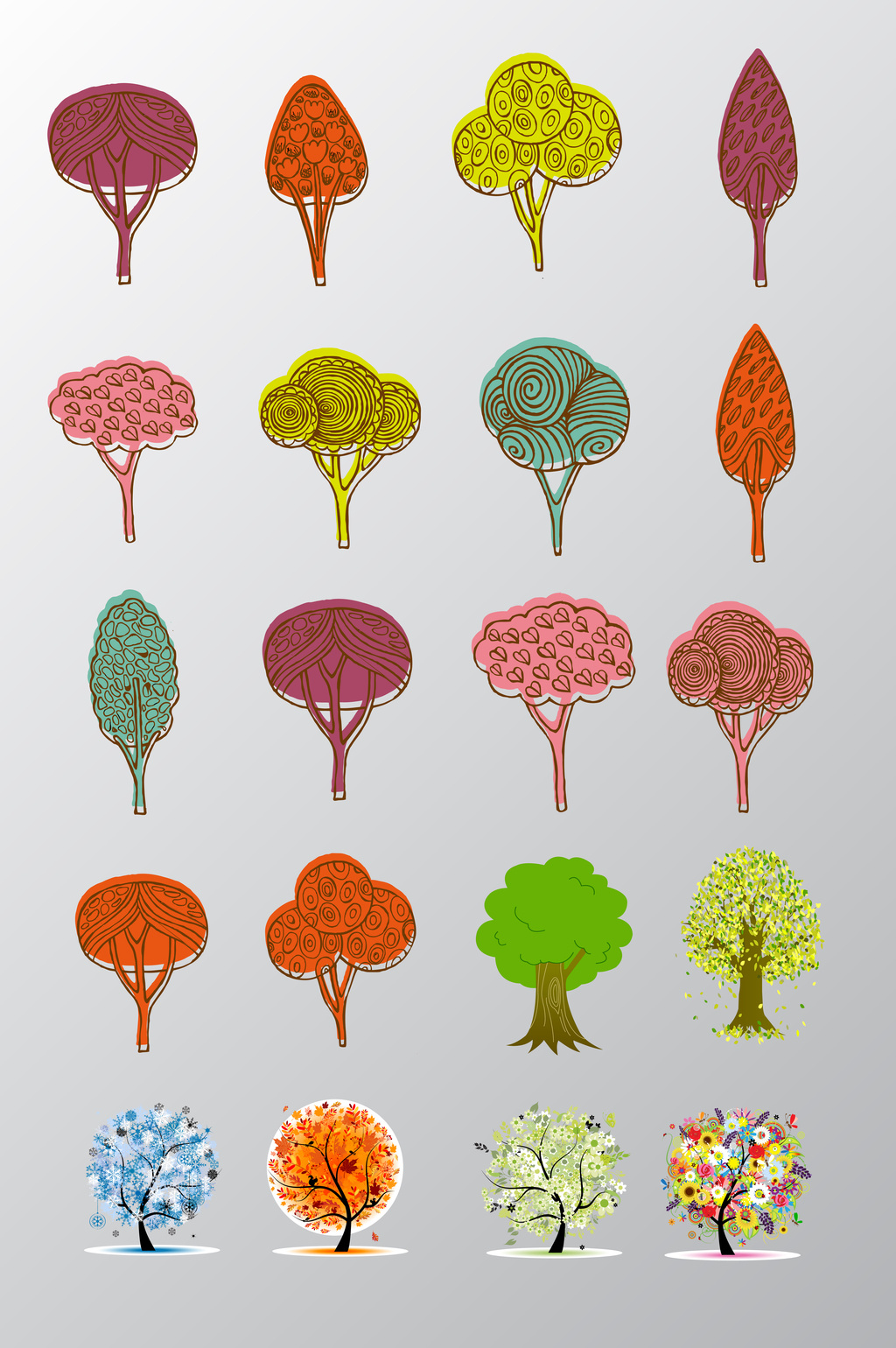 多款绿色树木主题创意设计矢量素材