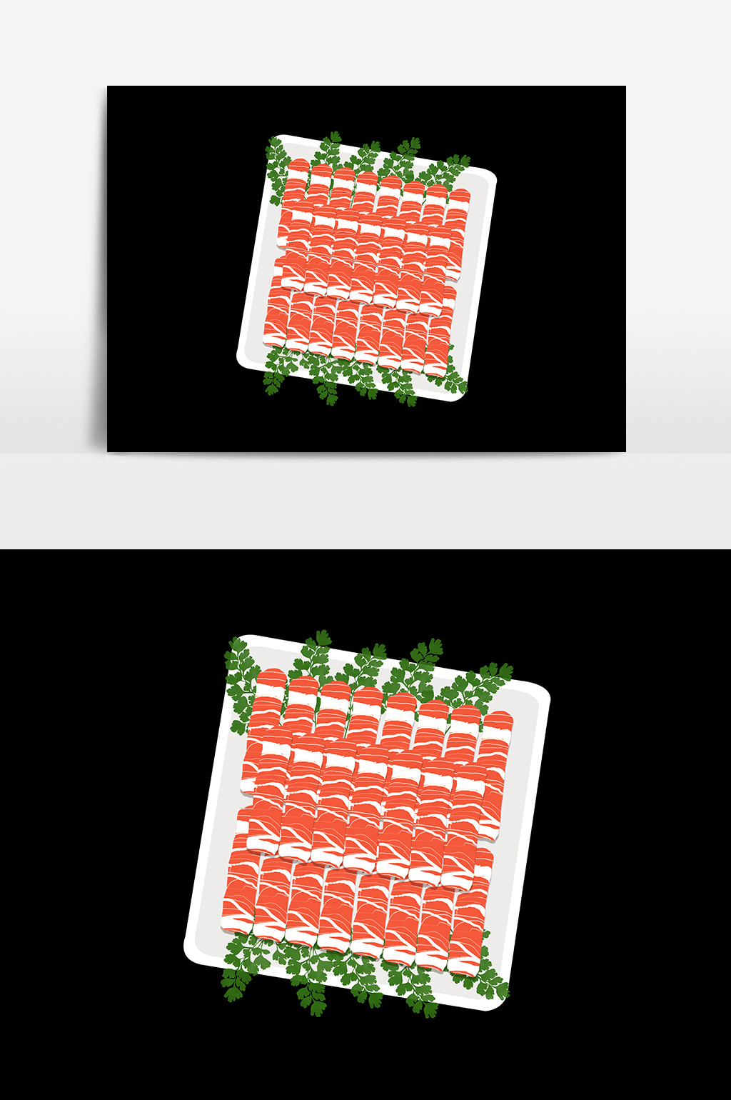 手绘中国食物火锅肥牛肉