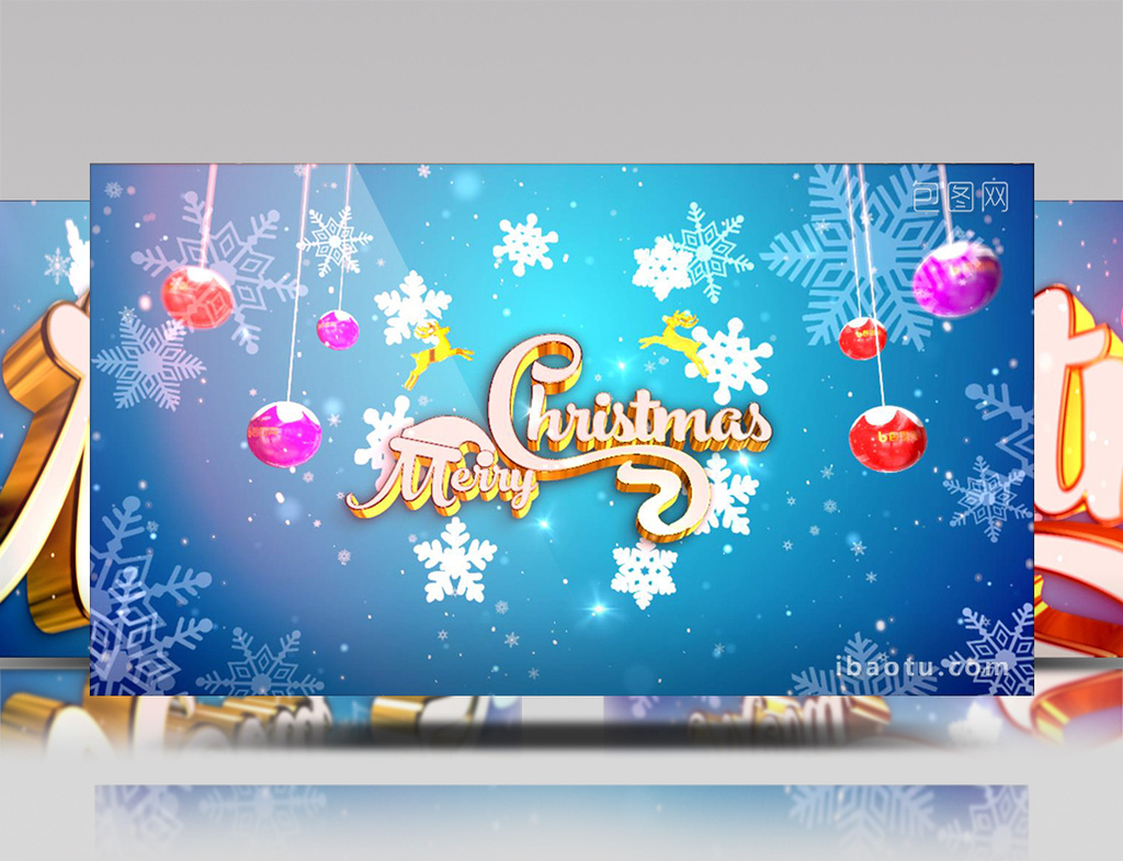 唯美e3d三维圣诞节标题展示ae片头片尾