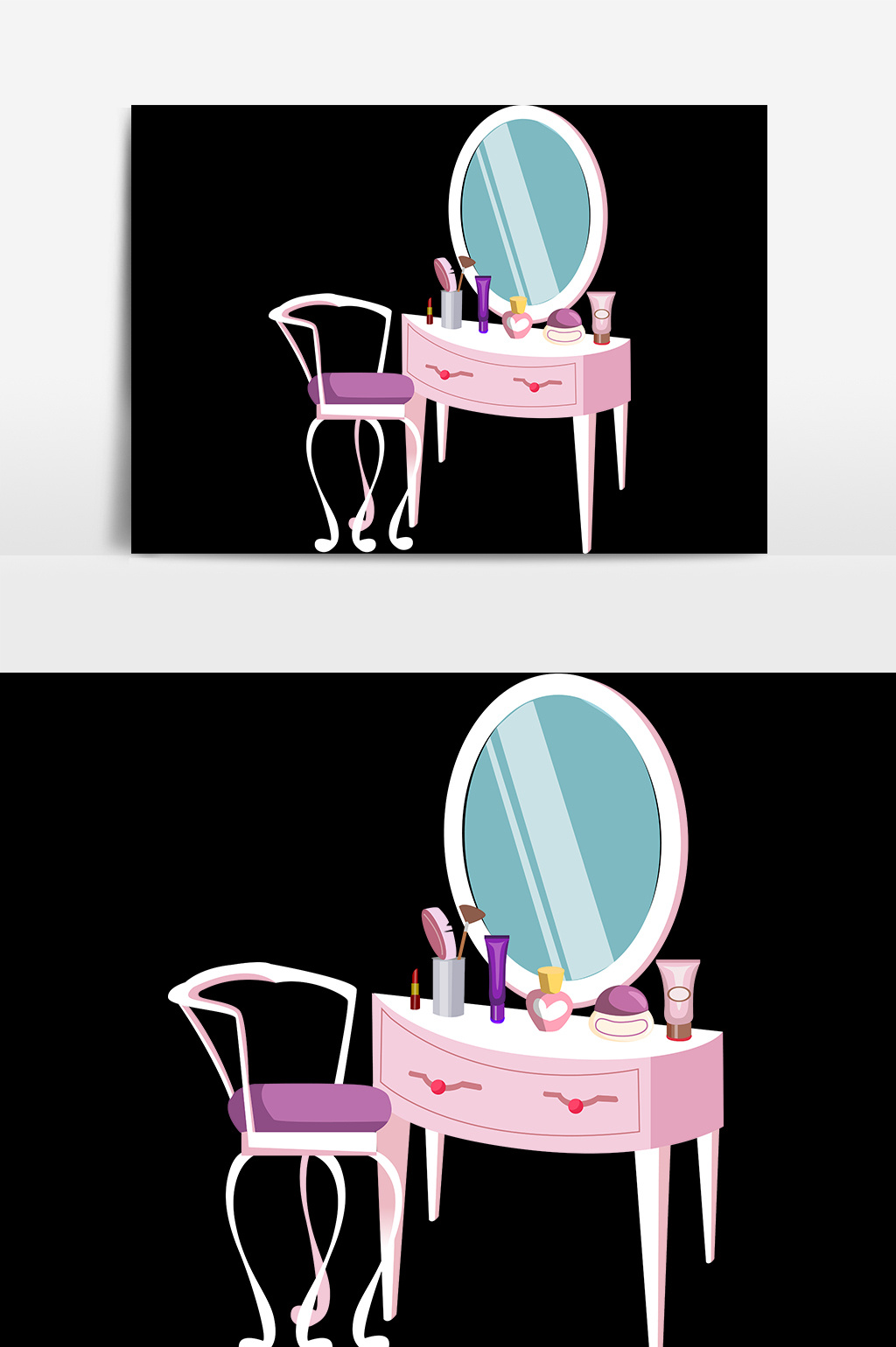 卡通手绘化妆台