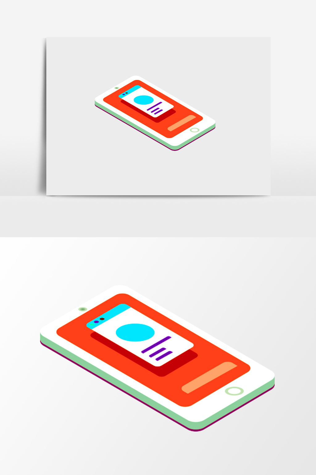 手绘2.5d漂亮的手机插画元素