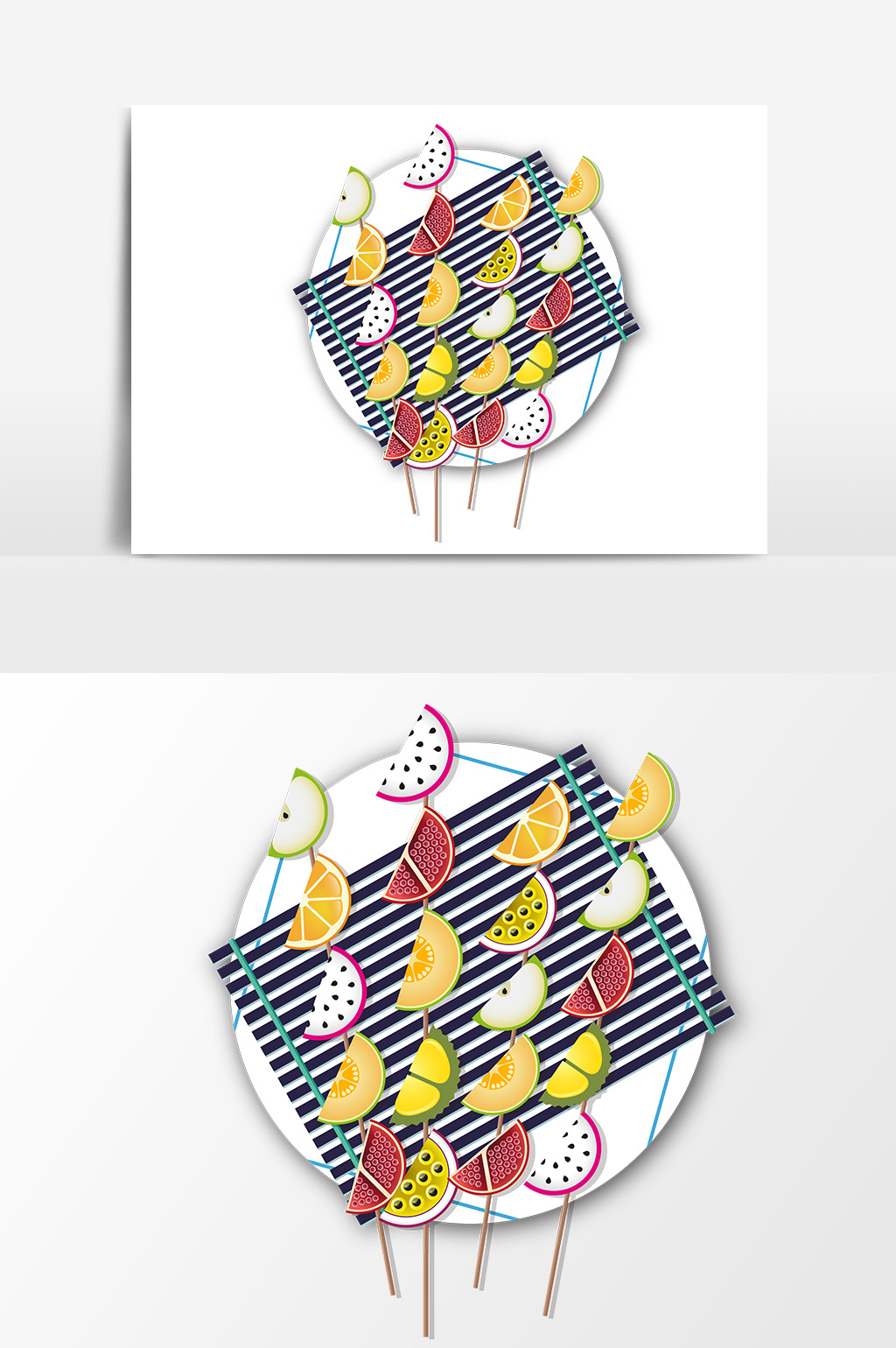 卡通水果串元素健身