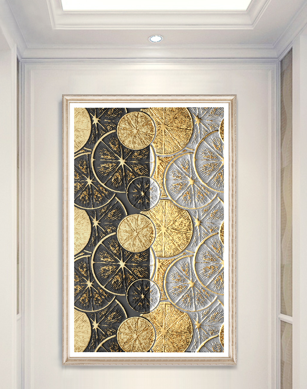 现代北欧金箔抽象玄关装饰画