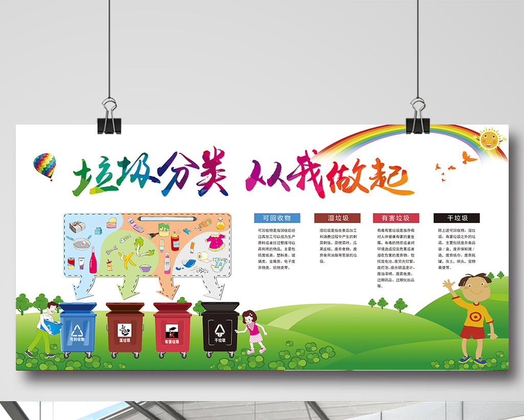 垃圾分类 从我做起宣传栏展板