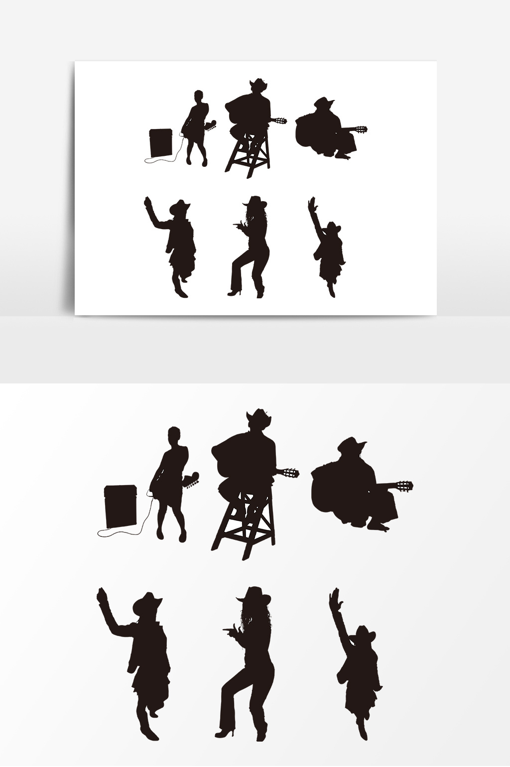 生活表演剪影ai矢量素材