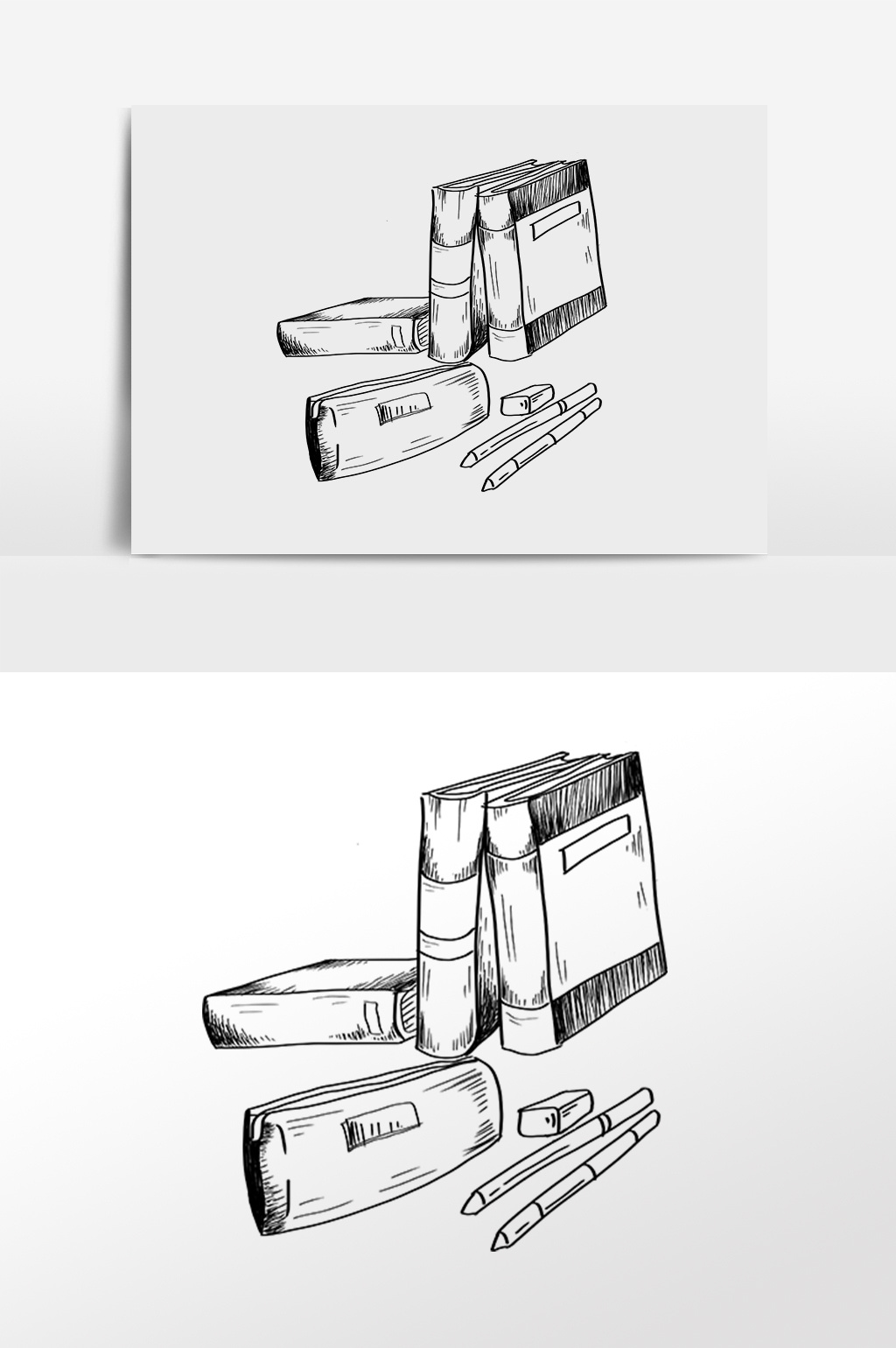 包图 广告设计 【psd】 手绘线描学习文具书本铅笔插画 所属分类
