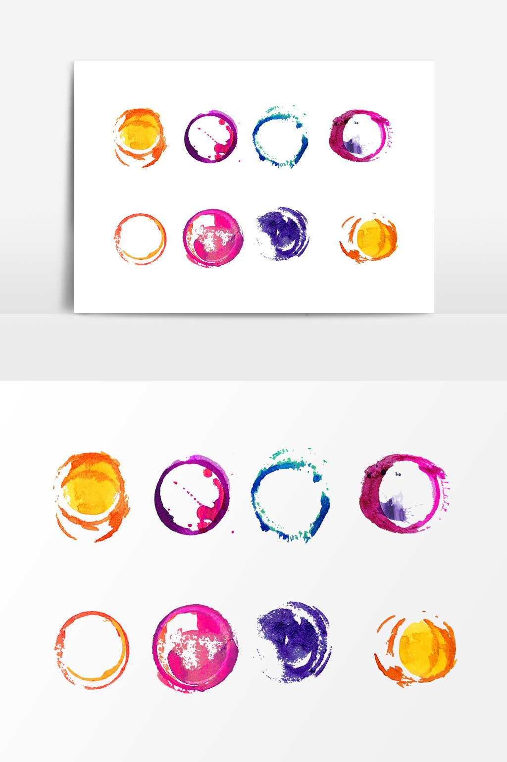 彩色水墨圆形装饰