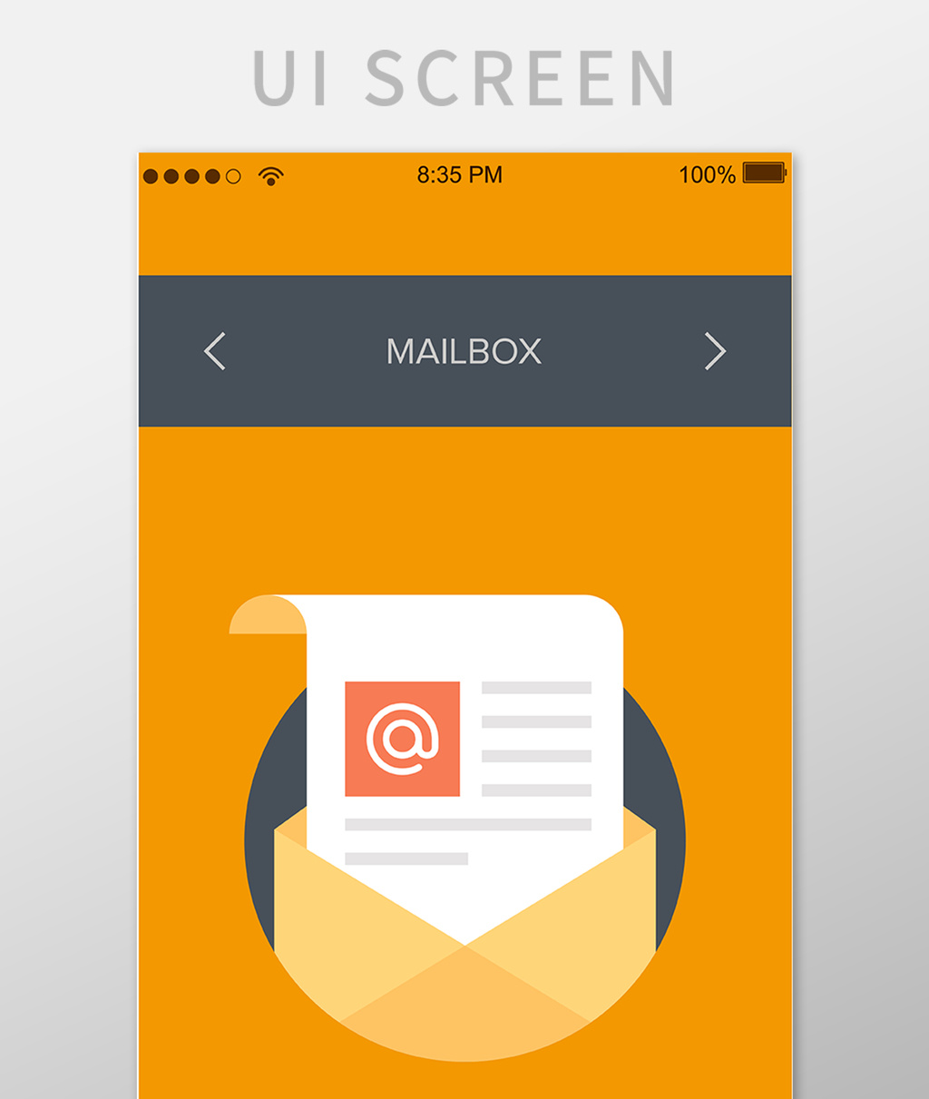 邮件接收橙色移动界面ui矢量素材