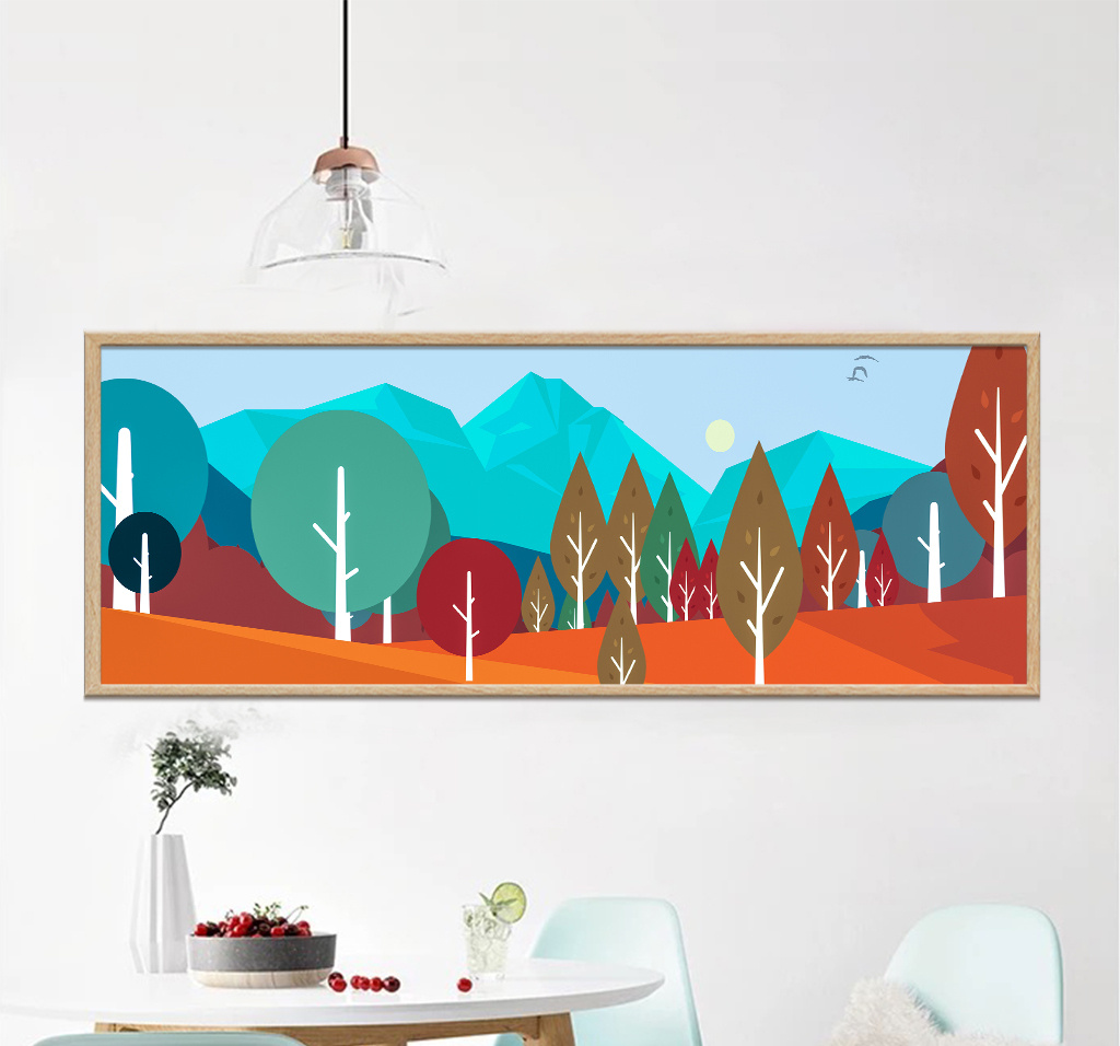 矢量抽象植物森林风景艺术装饰画