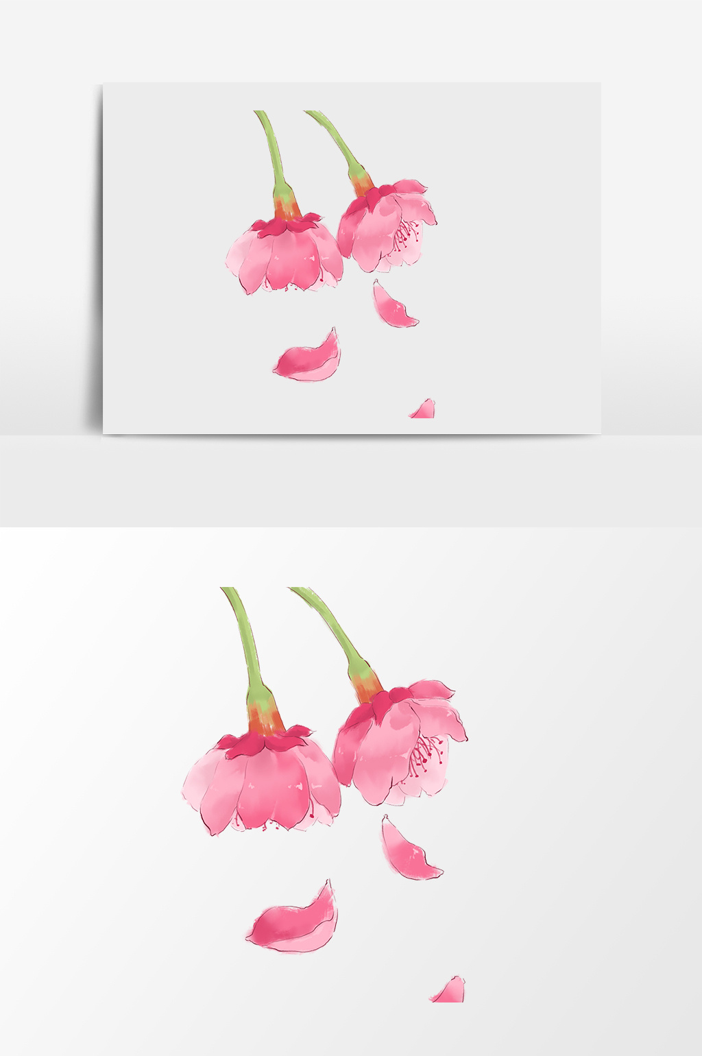 手绘卡通小清新粉色花瓣掉落小