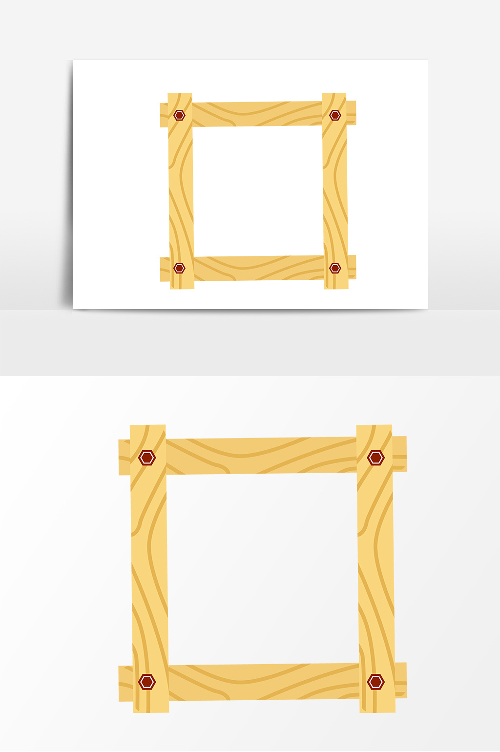手繪淺色木質邊框【ai素材】-包圖網
