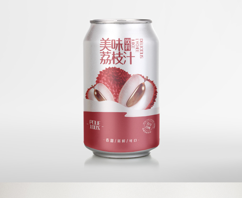 简约插画美味荔枝饮料罐装包装