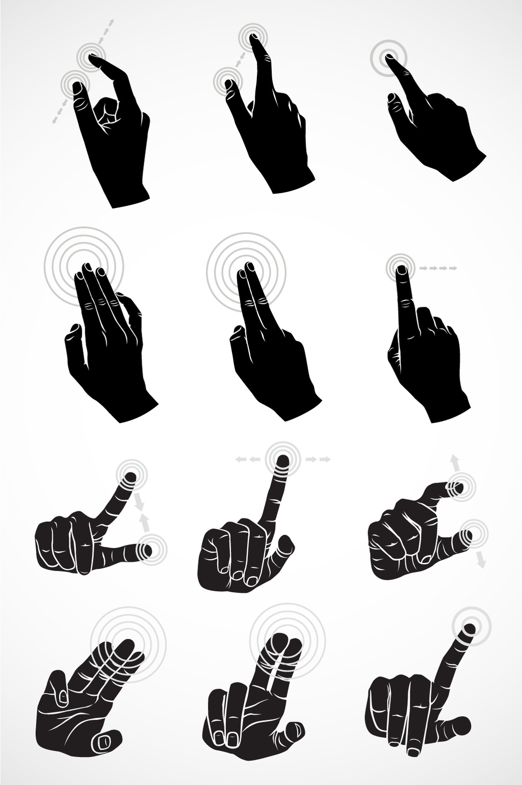 黑色手部动作触摸点击图标矢量