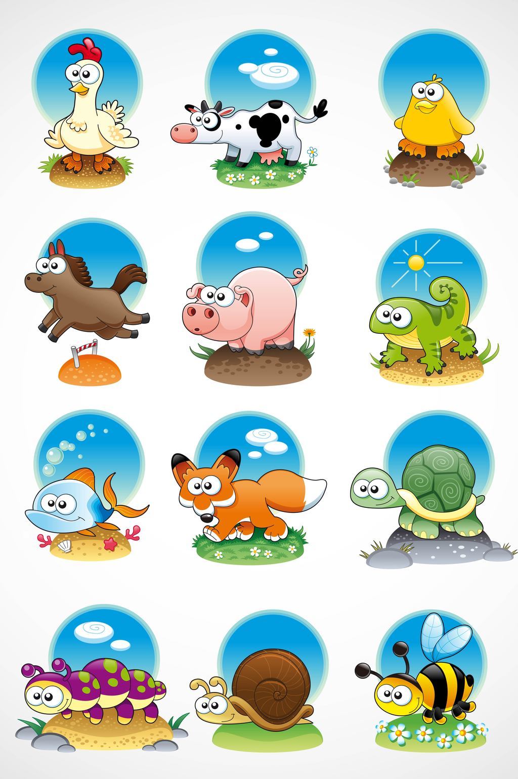 动物卡贴矢量图形图标