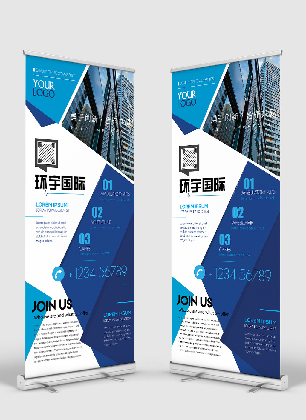 蓝色大气国际公司集团宣传易拉宝