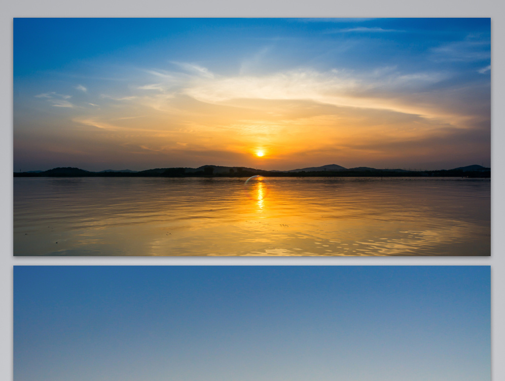 落日湖水夕阳图片