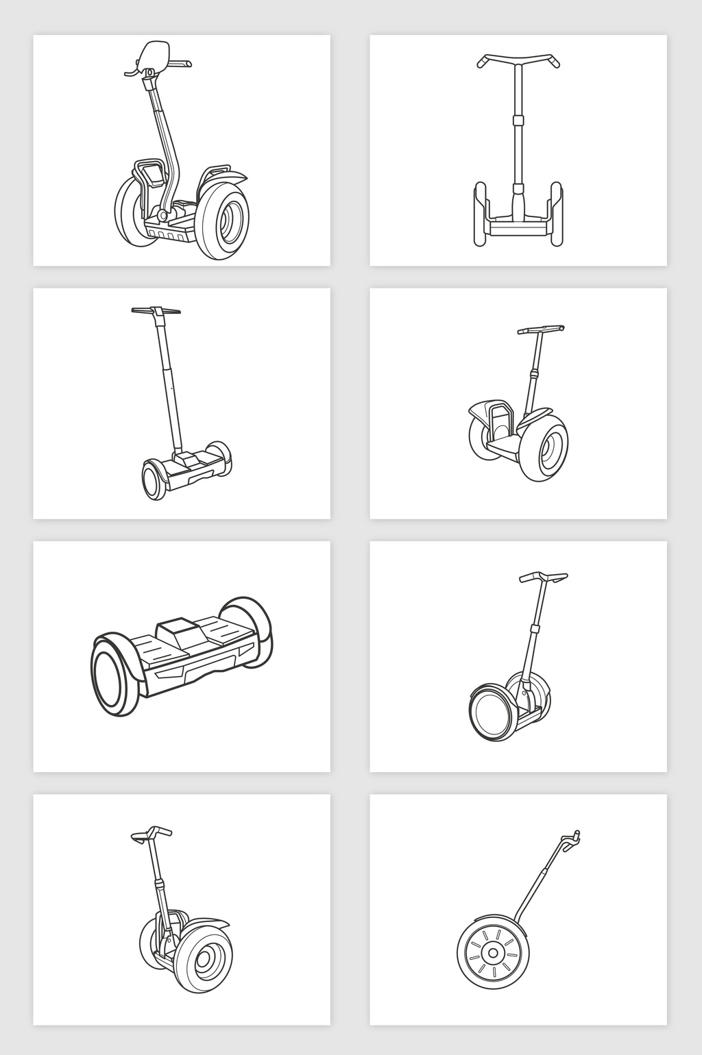包图 元素 手绘卡通 > 8款矢量平衡车线稿素材 上传时间2017-09-14