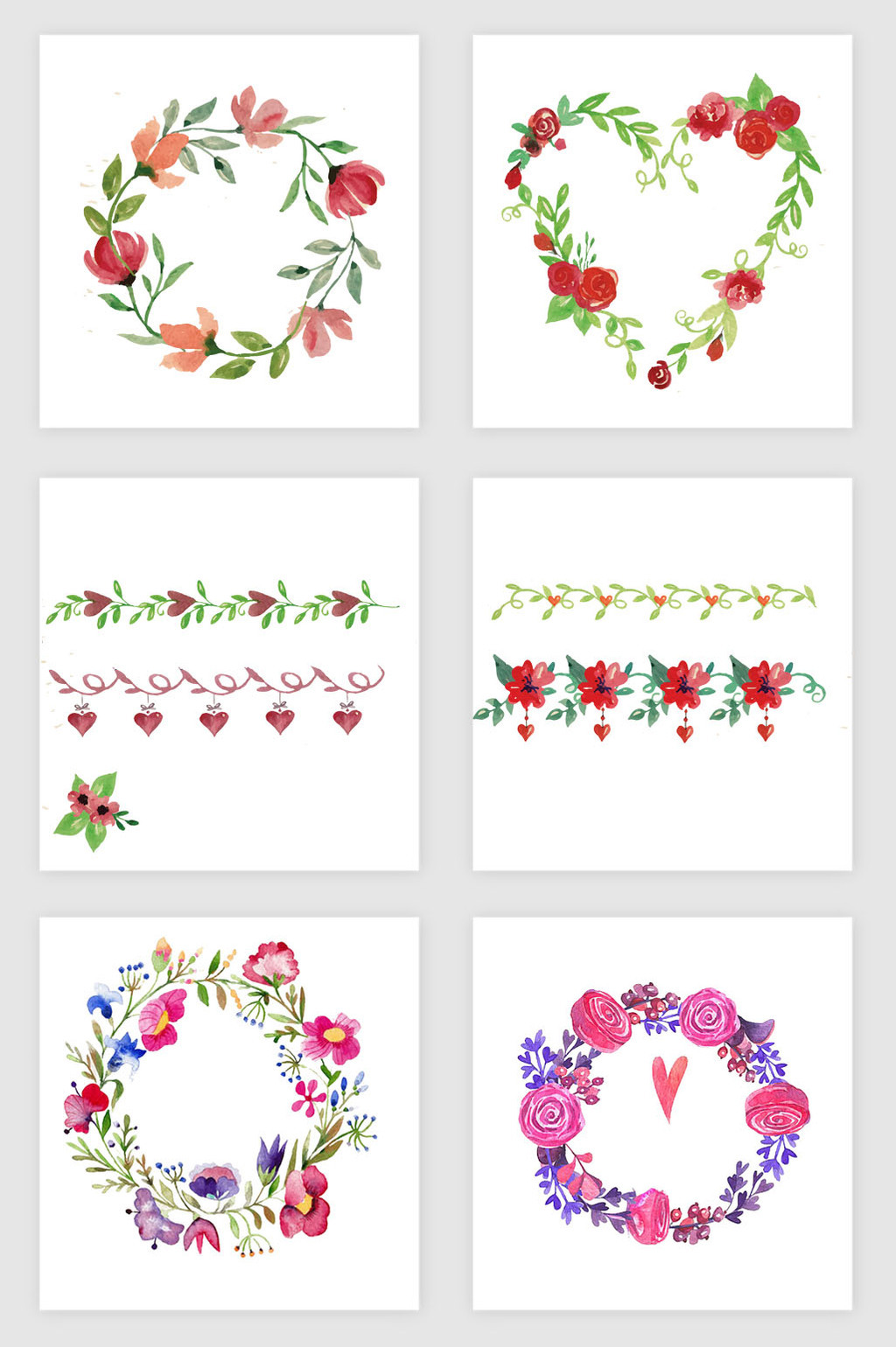 彩绘花卉边框矢量素材