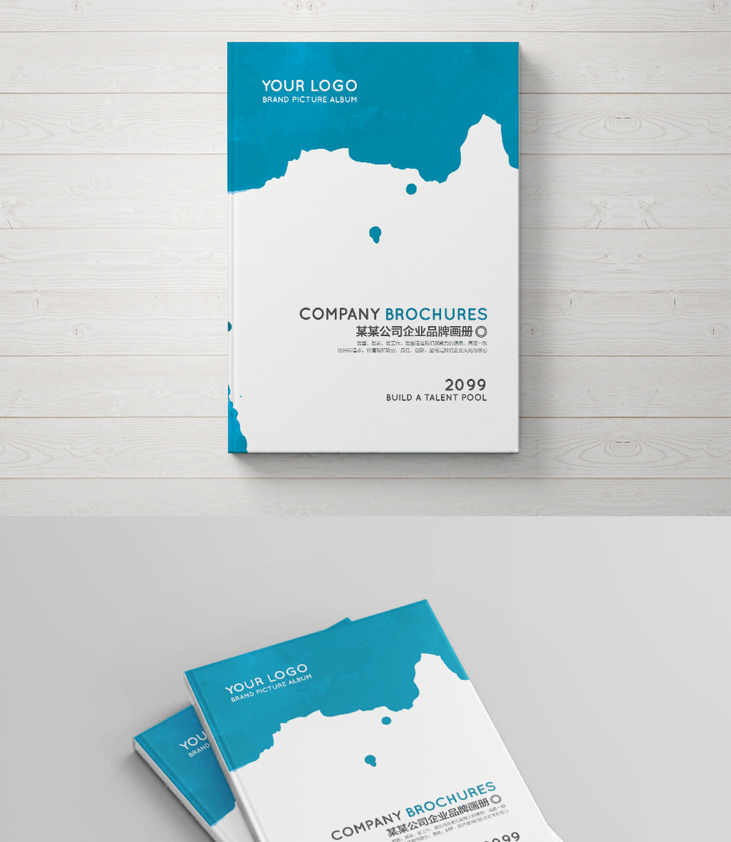 蓝色渲染画册封面设计