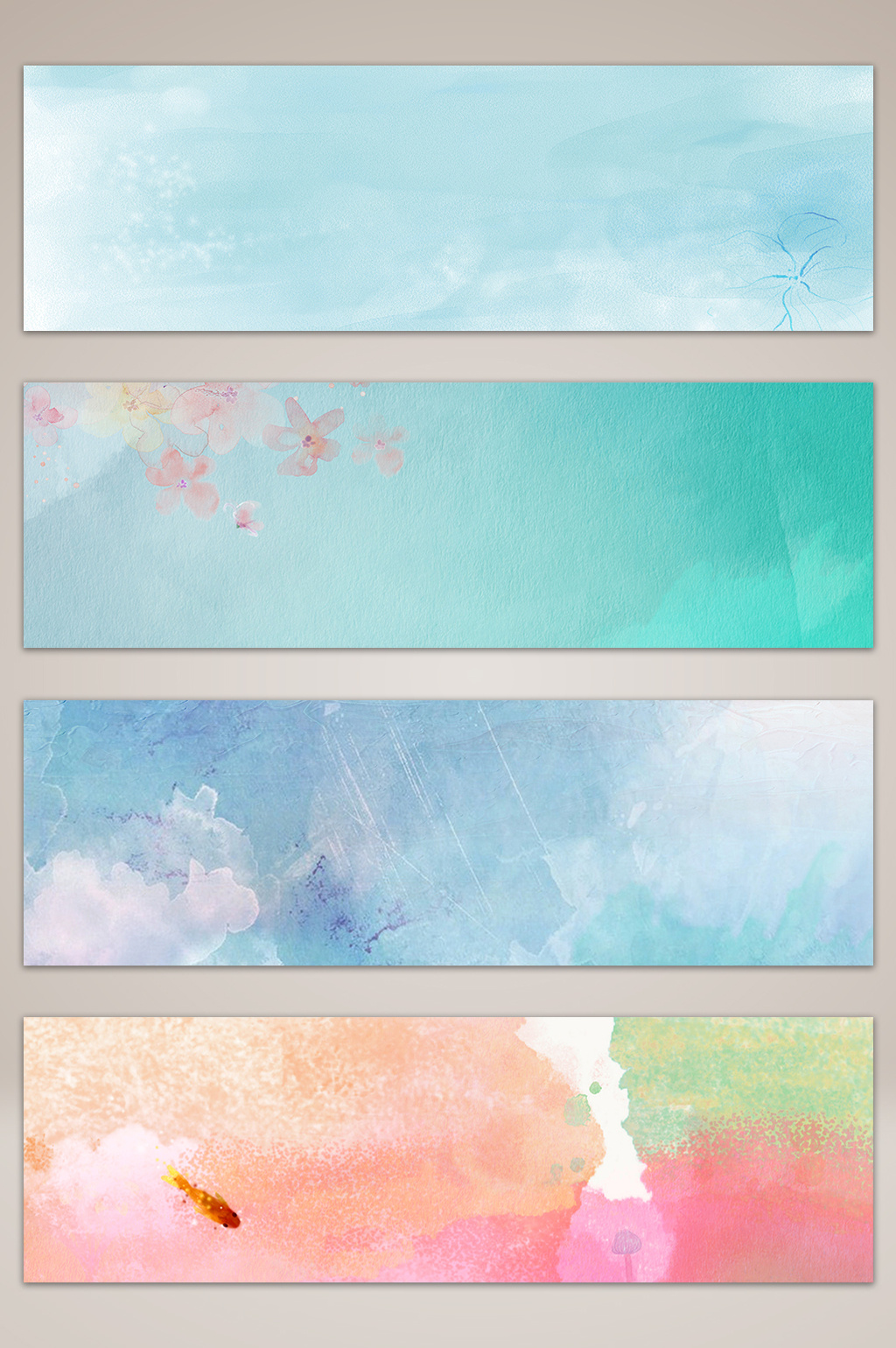 小清新文艺水彩banner海报背景图模板下载_1920x600像素_【包图网】